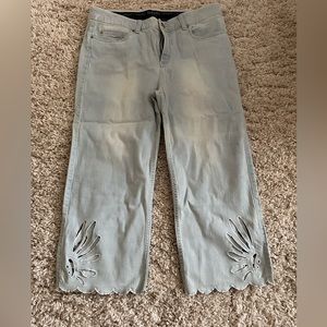 Rafaella Weekend Slimming Denim - Scalloped hem and cutouts 
Size 14